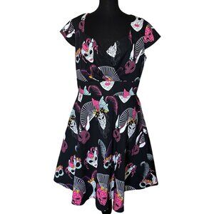 Hanpceirs Fit & Flare Swing Dress Mardi Gras Theme Cotton Blend Women's Size 3XL